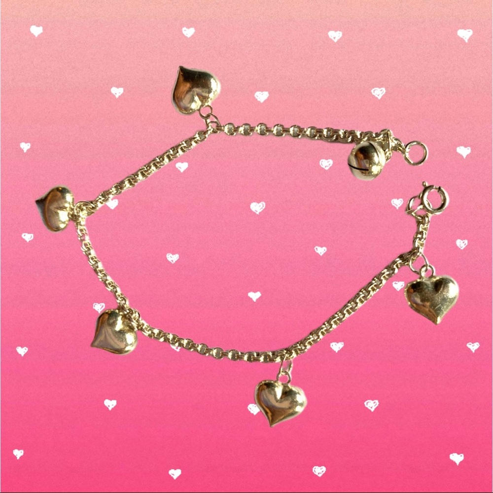 Sweet Little Silver Heart Charm Bracelet
